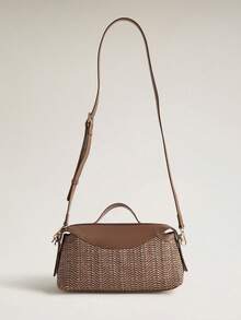 Wovira Women's Fashion Brown Handbag, Exquisite Zipper, Hollow Woven Bag For Daily Use, Commuting, Shopping, Vacation, Travel, Bohemian - Coffee Brown - View 6