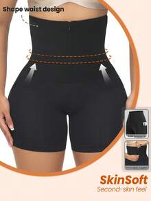 Slayform Slayform Solid Color High Waist Seamless Athletic Shorts - Black - View 1