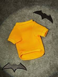 Batman X PETSIN 1pc Super Hero Letter & Little Bat Printed Pet Clothes, Yellow, Non-Hat Design, Warm And Breathable, Suitable For Autumn, Winter And Spring, Anti-Flea, Less Shedding, Heat-Resistant For Indoor And Outdoor Use - Yellow - View 6
