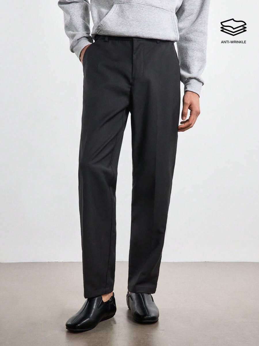 Merionis Men's Fashion Versatile Commute Solid Color Suit Pants