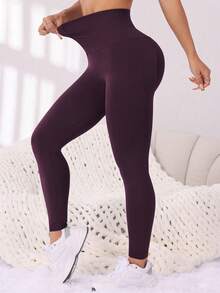 Easithlete Easithlete Seamless Zipper Adjustable Waistband Sports Yoga Leggings - Purple - View 8
