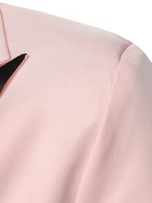 Calvornis Men's Contrast Color Lapel Jacket & Pants Suit Set - Baby Pink - View 4