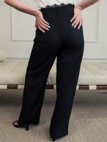 Ximena Robles Ximena Robles Loose Casual Contrast Lace Women Black Pants Y2k Fall - Black - View 2