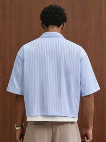 TOKVUE Men's Letter Striped Short Sleeve Single-Breasted Casual Shirt - Multicolor - View 2