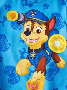 SHEIN | PAW Patrol 2pcs/Set Casual Style Young Boy Pajamas, Round Neck Short Sleeve Top And Shorts, Comfortable Loungewear - Blue - View 7