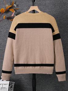SHEIN Sweater Kasual Nyaman Serbaguna untuk Remaja Laki-laki, Warna Polos, Kerah Lipat, Resleting Setengah di Bagian Depan, untuk Musim Gugur dan Musim Dingin. - MultiWarna - View 2