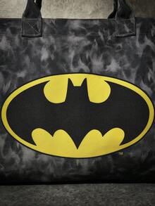 Batman X Joivida 1個Logo豹紋帆布托特包，大容量，堅固耐用肩背包，酷炫時尚。適合購物、上學、日常通勤、旅行、海邊旅行，是給粉絲的絕佳禮物選擇 - 黑色 - 查看 5