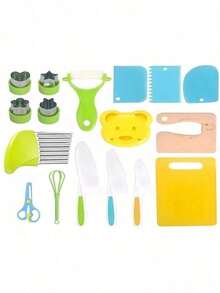 10 Montessori Kitchen Utensils, A Real Cooking Knife Set, Including ABS Knives, Cutting Board, Sandwich Cutter, Peeler, Suitable As A Birthday Gift - Multicolor - View 9