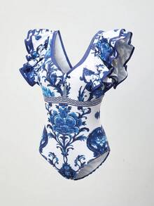 Swim Oasis 女款花卉印花連體泳衣與裙子套裝，適合海灘度假、泳池派對、海灘派對 - 彩色 - 查看 8
