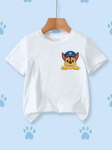 SHEIN | PAW Patrol Young Boy Crew Neck Short Sleeve Casual Versatile T-Shirt - White - View 2