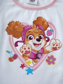 SHEIN | PAW Patrol 适合小女孩的可爱T恤套装 - 白色 - 查看 8
