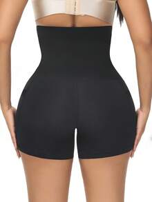 Slayform Slayform Solid Color High Waist Seamless Athletic Shorts - Black - View 7