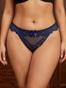 Divavoom 1 pieza Bragas de encaje para mujer talla grande - Azul Marino - Ver 3