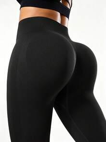 SHEIN Velisys Seamless Plus Size Flare Leggings - Black - View 2