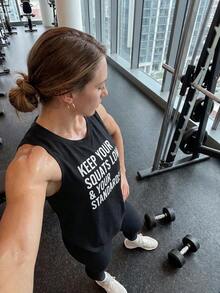 Solea Cove 1pcs Solid Raglan Sleeve Sports Tee Gym Topworkout Tank Top - Black - View 7