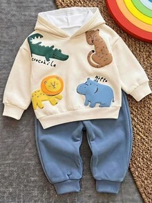 Infant Hooded Casual Comfortable Outfit - Multicolor - View 1