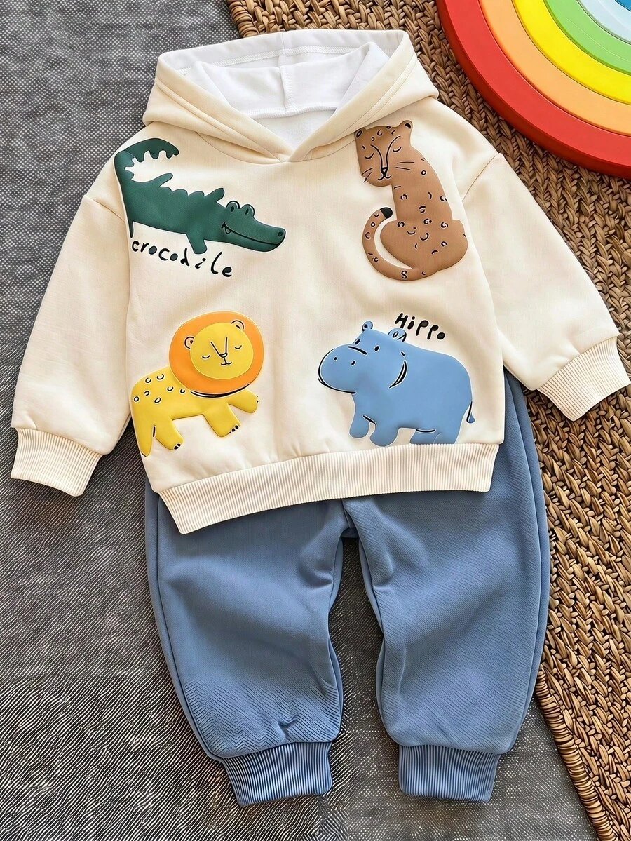 Infant Hooded Casual Comfortable Outfit - Multicolor - View 1