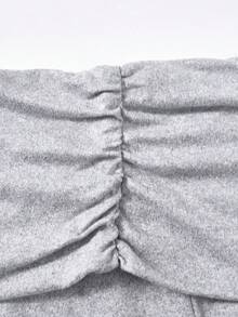 SHEIN Girlism 青少年女孩純色休閒時尚抓皺腰喇叭褲，買1件送1件 - 藏蓝色 - 查看 5
