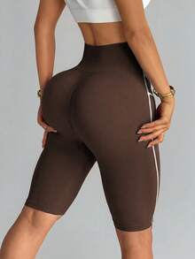 Slayform Slayform Colorblock Seamless SportsBermuda Shorts - Coffee Brown - View 3