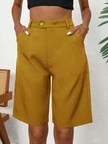 Aveloria Modichic Bermudas con bolsillos inclinados - Amarillo - Ver 3