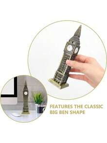 1pc London Big Ben Clock Tower Model, Landmark Architecture, Metal Building Model Decor, Elegant Architecture Decor, Sturdy Alloy Desktop Ornament, Home And Office Decor, Crafted Retro Design, Wedding And Party Favor, Gift For Friends, Souvenir - Multicolor - View 5
