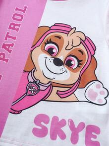SHEIN | PAW Patrol Young Girls Colorblock Round Neck Short Sleeve Cute Print Casual Summer T-Shirt Set - Pink - View 8