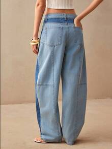 Willow Rêve Women's Fashion Versatile Button Pocket Denim Jeans Streetwear Y2k Summer Teacher Pants Everyday Going Out Light Blue - Blue - View 2