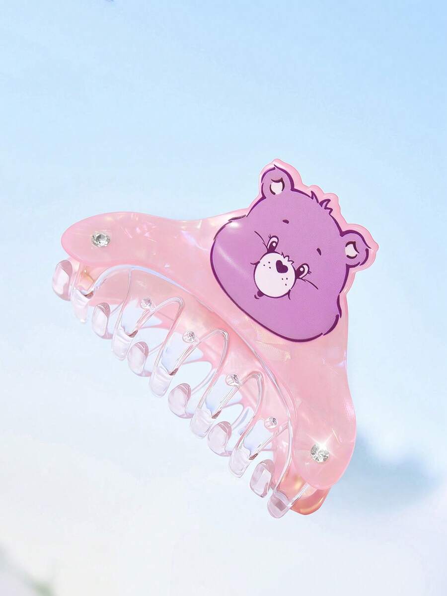 SHEIN X Care Bears 可愛雙面3D熊造型髮夾,適合女性 - 紫色 - 查看 1