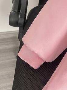 SHEIN Elladie kids 女童白色可正反穿拉鍊連帽蝴蝶結毛絨內裡加厚中長版鋪棉外套，冬季夾克粉色加厚連帽西式外套 - 淺粉色 - 查看 8