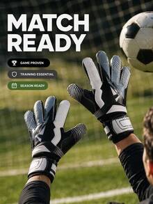 Youth And Adult Goalkeeper Gloves With Superior Grip For Catching Difficult Shots, Featuring Finger Protection To Prevent Injuries, Old Version - Black - View 4