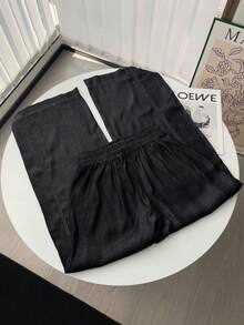 GlowEve 休闲时尚百搭撞色阔腿裤，女士款 - 黑色 - 查看 2
