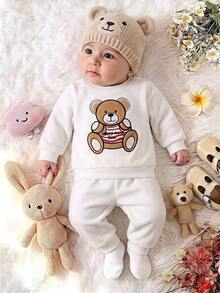 SHEIN Playful Pals Baju Bayi Laki-laki Lucu Berkerah Bulat - Putih - View 2