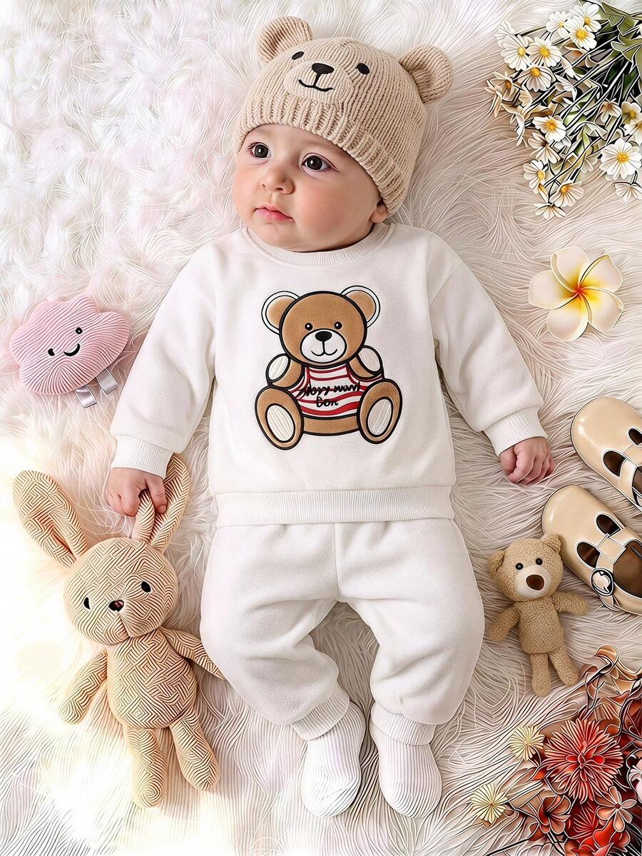 SHEIN Playful Pals Baju Bayi Laki-laki Lucu Berkerah Bulat