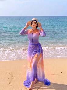 Swim Shayni 漸層色保守風女款優雅度假泳衣套裝 - 彩色 - 查看 1
