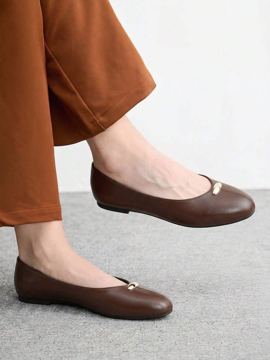 CUCCOO BIZCHIC Women Shoes Round Toe Flat Bottom Women's Shoes Simple All-Match Daily Commuting To Work Shopping Comfortable Versatile Flat Bottom Women's Shoes Fall Shoes - dark brown - View 1