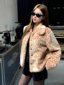 DAZY Jaket Wanita Lengan Panjang Gaya Korea dengan Motif Gradien - Khaki - View 3