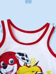 SHEIN | PAW Patrol Bộ đồ 2 món cho bé trai, áo ba lỗ trắng và quần lót, bộ sưu tập hợp tác dễ thương. - trắng - Xem 3