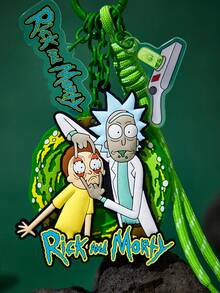 Rick and Morty X POKOJA LAND 卡通動畫圖案金屬鑰匙圈吊飾，精緻可愛。適用於包包、車鑰匙、情侶吊飾、書包、生日禮品、背包、衣物吊飾、創意包掛飾。時尚百搭配件，也是送給親友和同學在派對、聚會和生日時的有趣小禮物 - 彩色 - 查看 7