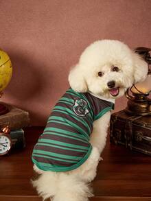 HARRY POTTER X PETSIN 1件魔法主題學院條紋背心附領帶，適合小型犬，舒適的貓狗上衣，適合室內裝扮遊戲或休閒戶外咖啡約會 - 彩色 - 查看 14
