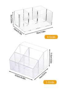 1 件透明化妆刷盒、多功能储物容器和储物盒、简易办公桌文具和笔储物盒、透明塑料化妆刷架、理想的浴室梳妆台储物盒、适用于大容量整理器支架（如刷子和眉笔）、学校用品、托盘支架展示架适用于化妆桌和浴室台面、家居装饰（2 或 3 个隔间） - 無色 - 查看 14