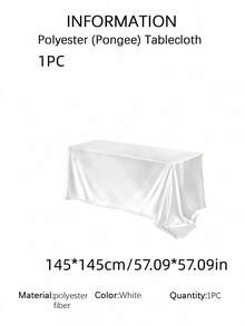 SHEIN 1件/2件裝緞面長方形桌布，白色/米色/香檳色/粉色，光滑聚酯纖維布料，適用婚禮裝飾、生日派對裝飾、週年紀念、新娘婚前派對、婚宴派對活動 - 彩色 - 查看 12