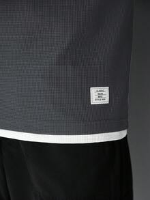 SLATEMANN 男士熱銷舒適素色華夫格布料背心，對比滾邊圓領，適合正式或休閒場合、休閒度假、用餐聚會、極簡辦公，百搭休閒風格，適合個人穿著或送給朋友的禮物，熱門山本背心 - 彩色 - 查看 3