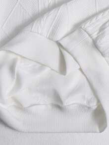 SHEIN 男童休閒舒適刺繡兒童紋理布料連帽套頭針織衛衣 秋冬款 - 白色 - 查看 6