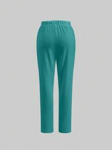 TaskEZ Conjunto de uniforme de enfermería, top de manga corta y pantalones de unicolor minimalista para uso diario - Multicolor - Ver 3