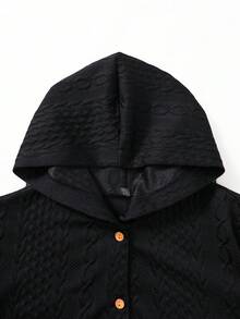 Rusticease Plus Size Women's Noir Lapel Long Sleeve Double Pocket Elegant Midi Coat Fall Winter 2026 - Black - View 8
