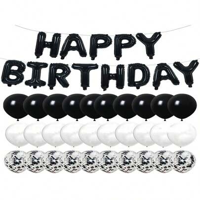 43Pcs/Set Happy Birthday Balloons 16inch Foil Letter Balloon 10inch Latex Balloon Aluminum Foil Glitter Balloons For Birthday Party Decoration Supplies