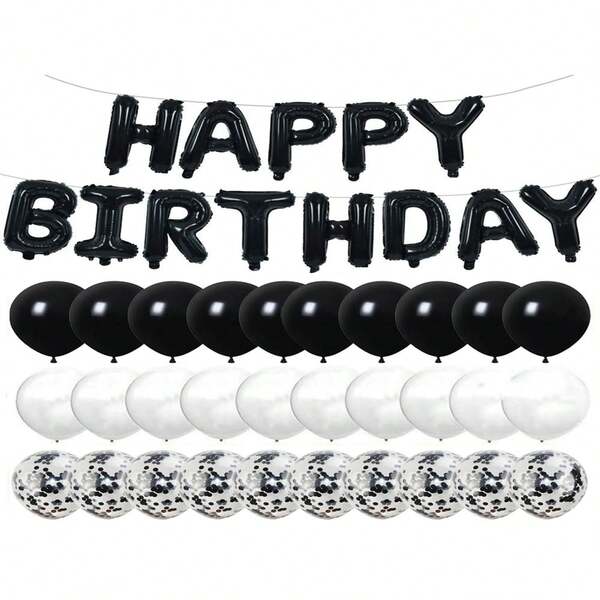 43Pcs/Set Happy Birthday Balloons 16inch Foil Letter Balloon 10inch Latex Balloon Aluminum Foil Glitter Balloons For Birthday Party Decoration Supplies