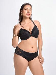 Slumbrini MELENECA Women's Racerback Front Closure Full Coverage Unpadded Underwire Bra Plus Size - Black - View 8