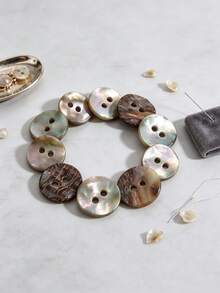 50/100/200 Pieces Gold Lip Abalone Shell Buttons, 2-Hole Natural Shell Buttons, High-End Shirt Sweater Cardigan Buttons, Wholesale In Stock - multicolor - View 2