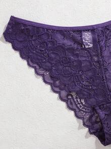 SHEIN 3件組極簡浪漫蕾絲女款三角內褲 - 彩色 - 查看 6